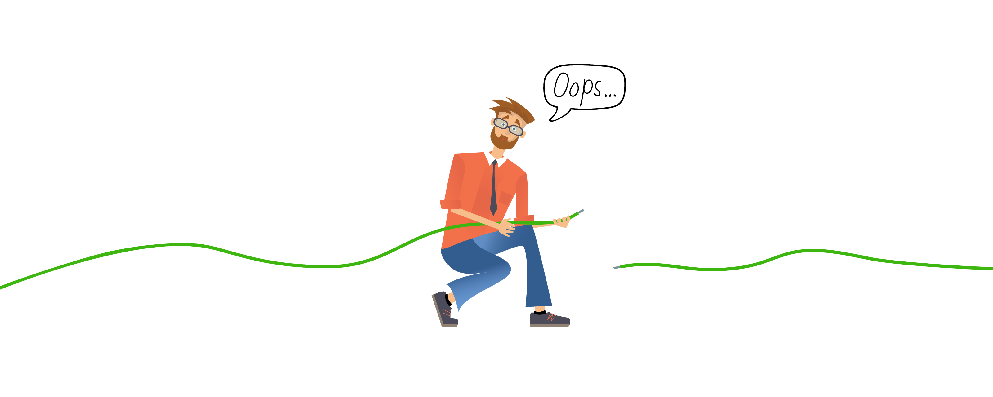 Pracownik Murrelektronik trzymający przerwany kabel